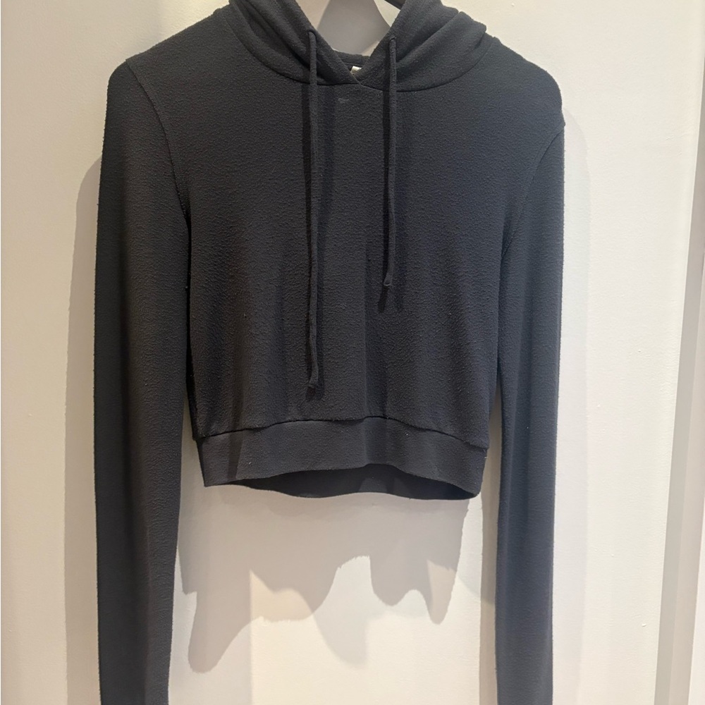 Alo- Charcoal Gray Cropped Hoodie